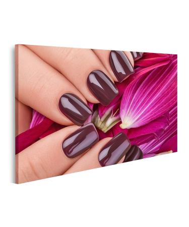 islandburner Bella Nails Close-Up Canvas Picture on Nail Polish Dark Red