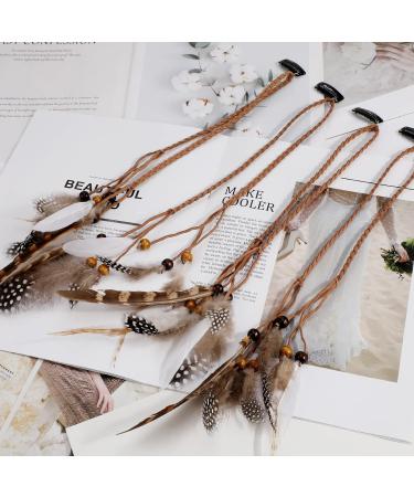 MWOOT 4Pcs Handmade Boho Feather Hair Clips for Women - Indian Style Hair Accessories for Halloween Party Costume - Buy Online on GoSupps.com