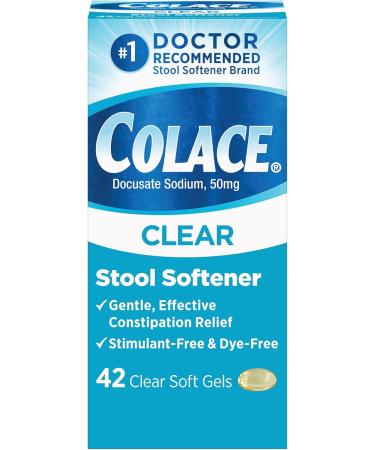 Colace Stool Softener Capsules Bundle - Regular Strength 100mg 60 Count & Clear Soft Gel 50mg Constipation Relief 42 Count - Buy Online on GoSupps.com