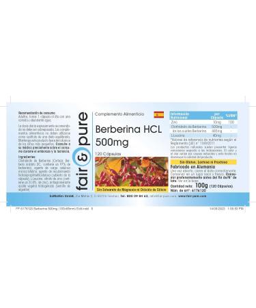 Fair & Pure - Berberine HCL 500mg - contains 97% berberine - with zinc - highly dosed - vegan - 120 capsules - Buy Online on GoSupps.com
