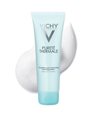 Vichy Puret  Thermale Hydrating Foaming Cream Face Wash  Facial Cleanser & Makeup Remover with Vitamin B5 to Cleanse & Remove Impurities
