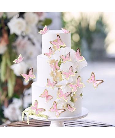 Blumomon 30 Pcs 3D Butterfly Cake Topper Decor - Pink Gold Edge Cupcake Picks for Weddings Baby Showers & Birthdays - Buy Online on GoSupps.com