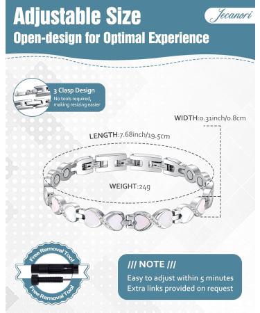 Jecanori Titanium Steel Magnetic Bracelet for Women | 3800 Gauss Ultra Strength Magnets | Adjustable Wristband - Gift Box Included - Buy Online on GoSupps.com