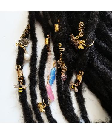 12 PCS Locs Hair Jewelry Braids Hair Clips - Adjustable Hair Cuffs with Vintage African Pendant Charms - Handmade Crystal & Metal Bee Owl Accessories - Buy Online on GoSupps.com