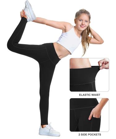 IUGA Girls High Waisted Black Athletic Leggings with Pockets | Workout & Yoga Pants for Girls 11-12 Years - Buy Online on GoSupps.com