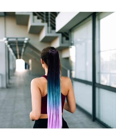 Coloured Hair Extensions 25In Three Color Gradient Ponytail Extensions with Hair Tie 100G Mermaid Ponytail Braiding Hair for Women Girls to Weave Diy Wigs Crazy Hair Day for Kids - Buy Online on GoSupps.com