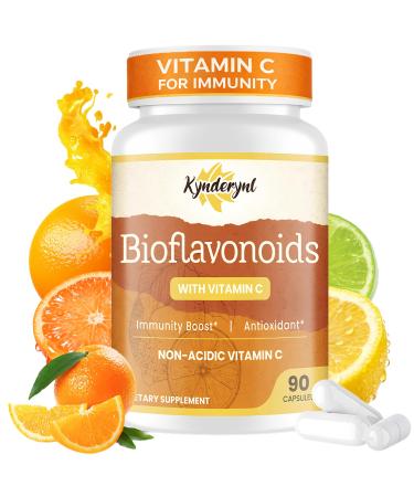 Vitamin C with Bioflavonoids Supplement for Immunity* & Antioxidant & Skin - Blend of VIT C 1000mg and Citrus Bioflavonoids 1100mg, Non-Acidic Acerola Cherry Vitamin C, Vegan, 90 Capsules 90 Count (Pack of 1)