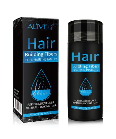 Hair Fibers for Thinning Hair - Black - 27.5Gr Undetectable Natural Formula Thicker Fuller Hair in 15 Seconds Conceals Hair Loss Look Younger for Men & Women Patchy Bald Spot Crown