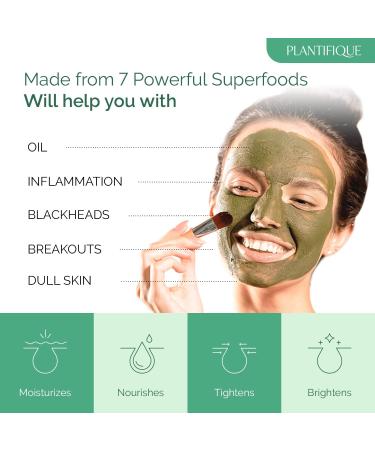 Plantifique Organic Clay Mask with Avocado & Green Tea - Vegan Skincare for Radiant Skin - Buy Online on GoSupps.com