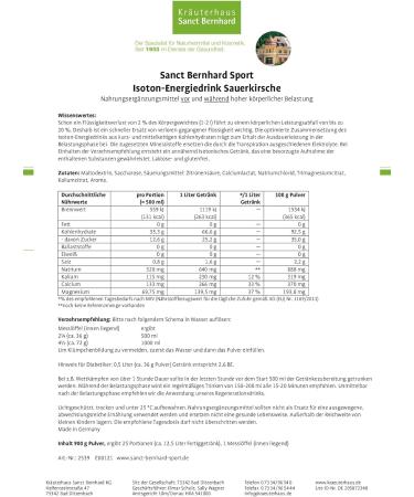 Buy Sanct Bernhard Sport Isoton Energy Drink - Sour Cherry 900g | Best International Shipping & Quality Energy Boost - Buy Online on GoSupps.com