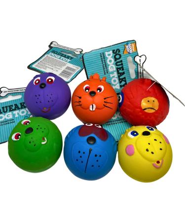 6 x Latex Faceballs Dog Puppy Toy Tennis Balls Sized Soft Squeaky Face Balls - Buy Online on GoSupps.com