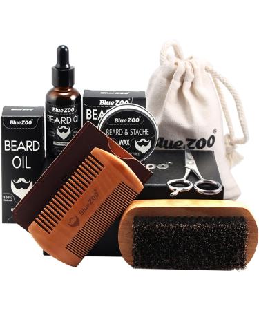 7-in-1 Beard Grooming Care Kit | Beard Growth Kit for Men | Includes Oil Balm Brush Comb & Scissors - Perfect Gift - Buy Online on GoSupps.com