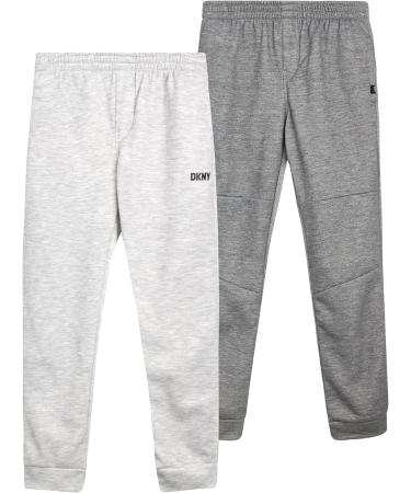 DKNY Boys 2 Pack Fleece Jogger Sweatpants - Light Grey Heather, Size 8-16 - Buy Online on GoSupps.com