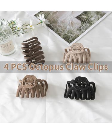 4 Large Octopus Hair Clips - Non-Slip Claw Clips for Women | Stylish Hair Accessories in Neutral Colors - Buy Online on GoSupps.com