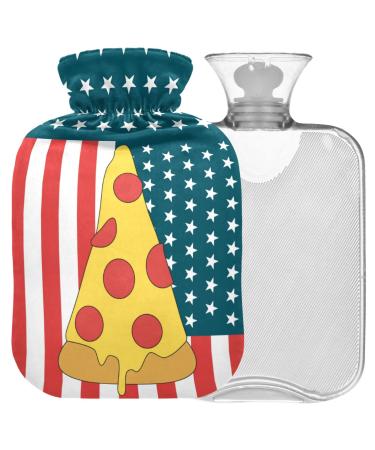 Naanle pizza USA flag hot water bottle with cover transparent hot water bottle 1l heat bottle for bed handfoot heat pain relief heat and cold therapy