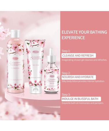 Luxurious Bath and Body Gift Set for Women - Japanese Cherry Blossom 7-Piece Home Spa Essentials - Buy Online on GoSupps.com