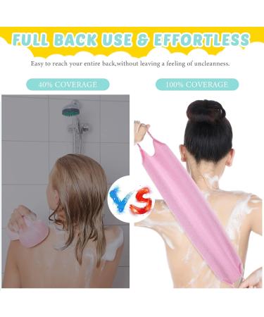 3 Pack Exfoliating Back Scrubber Set - Nylon Washcloth Body Exfoliator Brush with Handles for Shower and Bath - Pink Blue Yellow - Buy Online on GoSupps.com