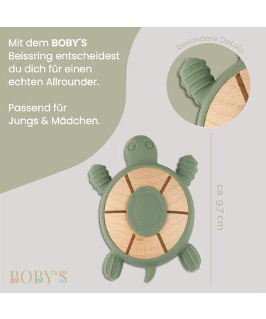 Bobys Bite Ring for Babies - 100% BPA-Free Wooden & Silicone Turtle Dental Aid & Grasping Toy - Sustainable Oil Green Teether - Buy Online on GoSupps.com