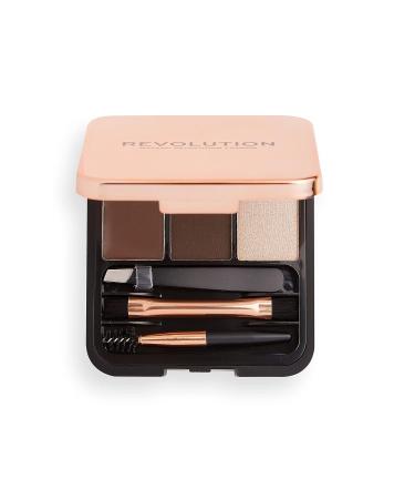 Makeup Revolution Eyebrow Kit - Vegan & Cruelty-Free Brow Palette for Perfect Brows (Dark 0.077oz/2.2g) - Buy Online on GoSupps.com
