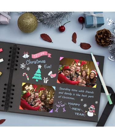 11x8 inch Scrapbook Photo Album, Hardcover Memory Book with 80 Black Craft Paper Pages - DIY Handmade Scrapbooking Kit for Wedding, Anniversary, Graduation, Traveling, Baby Shower - Black - Buy Online on GoSupps.com