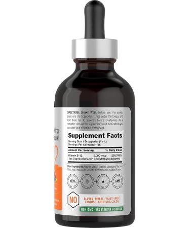 Horbaach B-12 5000 mcg Fast-Acting Sublingual Liquid Vitamin B12 Vegetarian Non-GMO & Gluten Free Formula - Berry - 4 oz - Buy Online on GoSupps.com