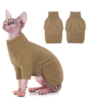Iecoii dog sweater sweater for dogs dog sweaters for small medium-sized large dogs warm turtleneck dog sweater winter dog clothing for cats Chihuahua French bulldog Labrador X-Small camel