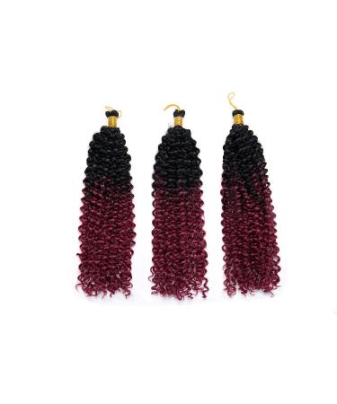 Marlybob Ombre Deep Wave Crochet Braids - 3 Bundle Afro Jerry Curl Extensions | 35cm Dark Black to Rose Red - Buy Online on GoSupps.com