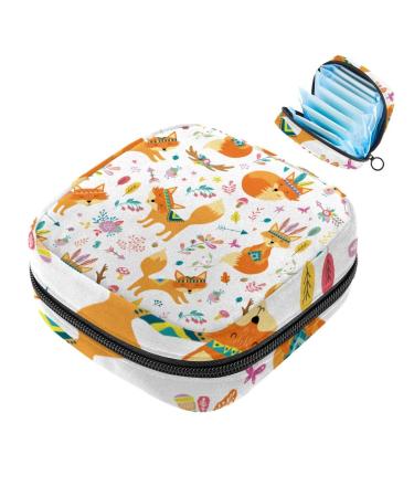 Javenproeqt portable women's binding bags menstrual cup pocket female menstrual pads bags for teenage girls tampons for the first period cute foxes white multicolored 04