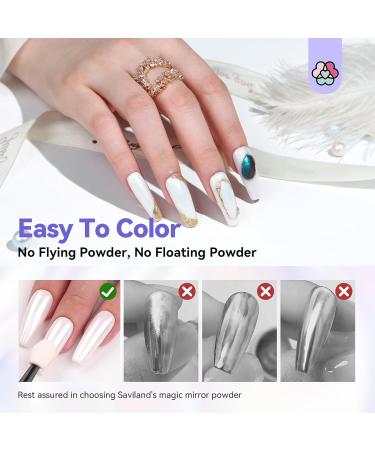 SAVILAND Gloosy Pearl Chrome Nail Powder: 1g Pearlescent Aurora Glitter Holographic Chrome Powder Metallic Mirror Effect Pigment Chrome Powder for Nails with No Wipe Top Gel Nail Art Home Salon DIY - Buy Online on GoSupps.com