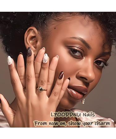 24 Pcs Almond French Summer Press On Nails | Cute Medium Length Designs | DIY Acrylic False Nails for Women - Buy Online on GoSupps.com