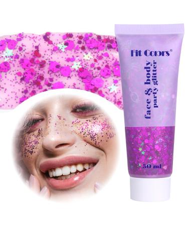 Body Glitter Gel Festival Glitzer Face 50ml glitter Liquid gel body glitter festival accessories glitter for make -up cosmetic festival party DIY nails lips (rose red)