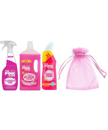 The Pink Stuff all purpose Cleaning Bundle: The Miracle Bathroom Foam Cleaner Spray 1Pk x 750ml + The All Purpose Floor Cleaner 1Pk x 1L + Toilet Cleaner Gel 1Pk x 750ml