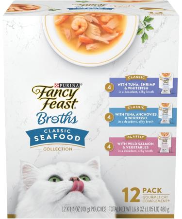 Purina Fancy Feast Broths Classic Collection Wet Cat Food Complement Variety Pack 1.4 Ounce (Pack of 12) - Buy Online on GoSupps.com
