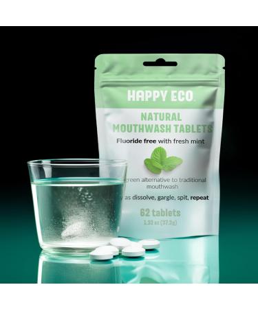 All-Natural Mouthwash Tablets (62pcs) | Eco-Friendly Travel Fresh Breath Tabs | Plaque Removal & Gum Protection Alcohol & Fluoride-Free - Buy Online on GoSupps.com