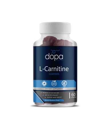 Dopa Nutrition 500mg L-Carnitine Gummies | L Carnitine Tartrate Pre Workout Supplement for Women and Men | Non-GMO, Vegan, Gluten-Free | Natural Blueberry Flavored Gummies (60 Count) 60 Count (Pack of 1)