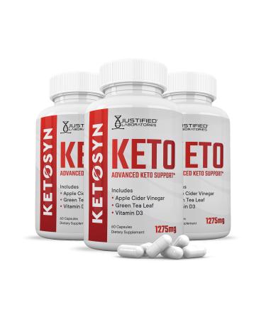 (3 Pack) Ketosyn Keto ACV Pills 1275MG Keto Support Blend Capsule Alternative to Keto ACV Gummies Formulated with Apple Cider Vinegar Extra Virgin Olive Oil Powder Green Tea Leaf 180 Capsules