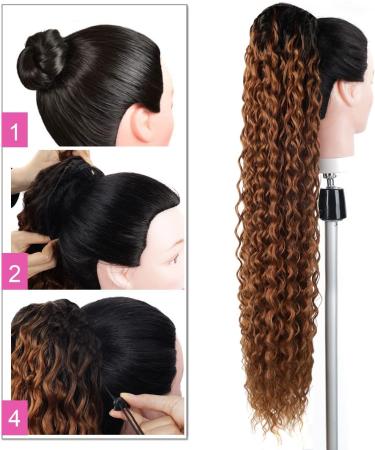 30 inch Long Curly Synthetic Drawstring Ponytail Extension in T2/30# for Women - Buy Online on GoSupps.com