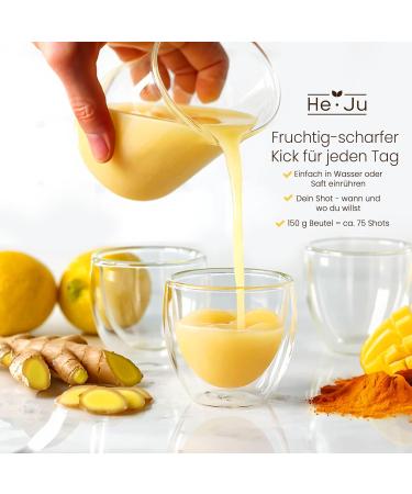  He-Ju He-Ju Bio Ginger Shot Powder 150g (75 Shots) with Natural Vitamin C from Acerola Extra Strong Vegan No Additives Lab Tested Sugar Free 100% Natural Ingredients - Buy Online on GoSupps.com