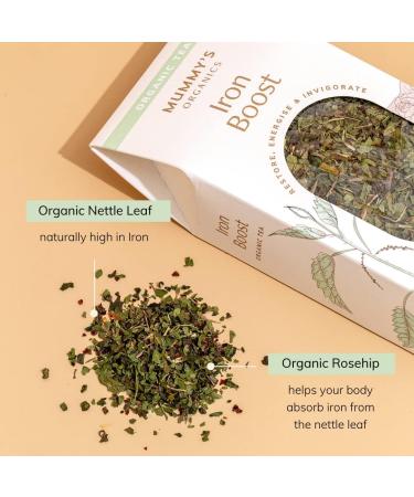 Iron Boost - Organic Herbal Tea | 15 Biodegradable (Non-GMO) Tea Pyramids | Natural Boost Iron Levels When Anaemic | Nettle Leaf & Rose hip | Made By Midwives - Buy Online on GoSupps.com