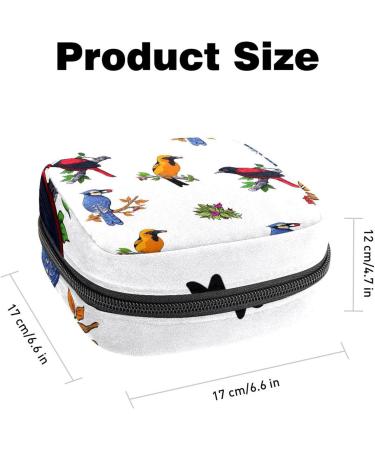 Menstrual Pad Bag with Zipper - Wild Birds Design Stylish Tampon Pouch for Women & Girls - Buy Online on GoSupps.com