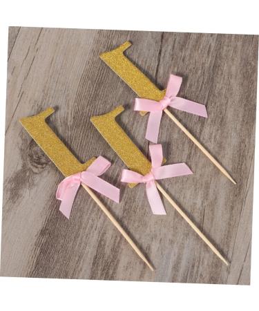 Gadpiparty 30 Pcs birthday cake wedding cakes number 1 One Cupcake Topper With Bowknot one year old 1st birthday first birthday 1 year Glitter Cupcake Picks fondant topper Insert card bow tie - Buy Online on GoSupps.com