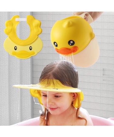 Hair Washing Hat Shower Bath Silicone Cap Soft Adjustable Visor Head Protector Shampoo Cap for Toddler, Baby, Kids, Children (Yellow)