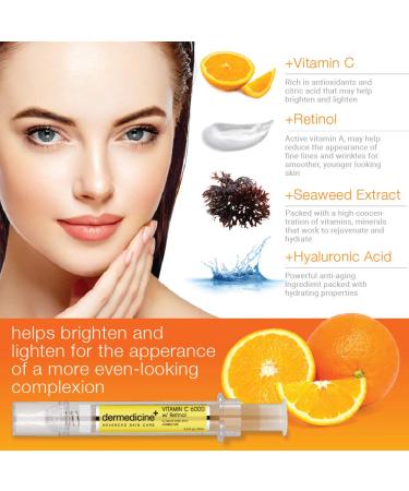Vitamin C 6000 & Retinol Dark Spot Corrector Serum | Fade Pigmentation & Smooth Wrinkles with Seaweed & Hyaluronic Acid - Buy Online on GoSupps.com
