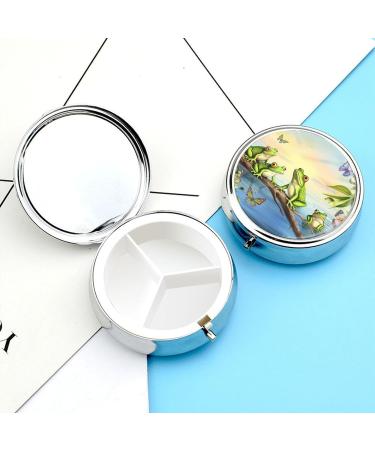 Portable Frog Print Pill Box - 3 Compartment Travel Pill Organizer for Purse & Pocket - Buy Online on GoSupps.com