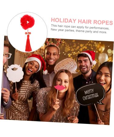 FOMIYES 2 Pairs New Year Headdress Ribbon Bands Wedding Xmas Hair Bobbles Ponytail Ties Bows Rubber Yoga Twist Hair Clip Holder Spring Festival Headdress Hairpin Polyester Tassel Child - Buy Online on GoSupps.com