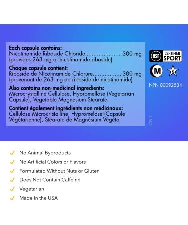 TRU NIAGEN NAD+ Supplement More Efficient Than NMN Niacinamide Niacin. Nicotinamide Riboside Vitamin B3 for Cellular Health Patented Formula 90ct - 300mg (6 Months / 2 Bottles) - Buy Online on GoSupps.com