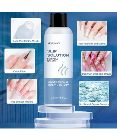 Morovan Slip Solution Poly Gel 8oz - Easy DIY Nail Extension Gel with Anti-Stick Brush - Clear and Convenient Gel Solution at Home - Buy Online on GoSupps.com