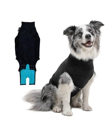 Suitical Original Recovery Suit - Breathable full body shirt. Protects wounds, sutures, skin conditions, light incontinence, when in heat, after surgery spay/neuter and more Professional alternative to dog cone (M - Black) Medium