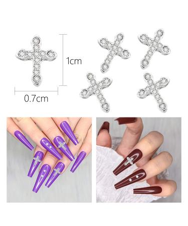 WOKOTO 20pcs Luxury Cross Nail Charms - 3D Crystal Rhinestones for Nail Art | Clear Diamond Cross Nail Jewels - Nail 3D Charms Kit - Buy Online on GoSupps.com