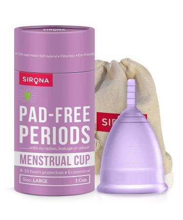 Sirona Reusable Menstrual Cup Large | Reusable Period Cup | Tampon and Pad Alternative | Super Heavy Flow Large (Pack of 1)